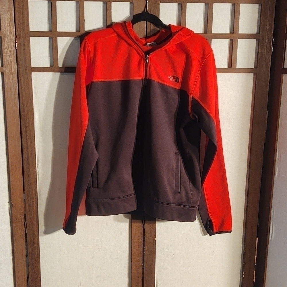 The North Face Black and Red Hooded Track Jacket Sz M